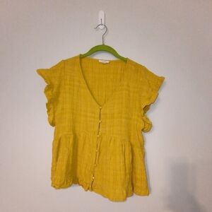 LA MIEL mustard yellow textured blouse